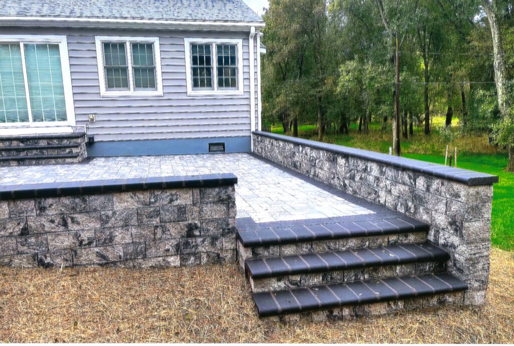Patio with Retaining Wall - Back of House